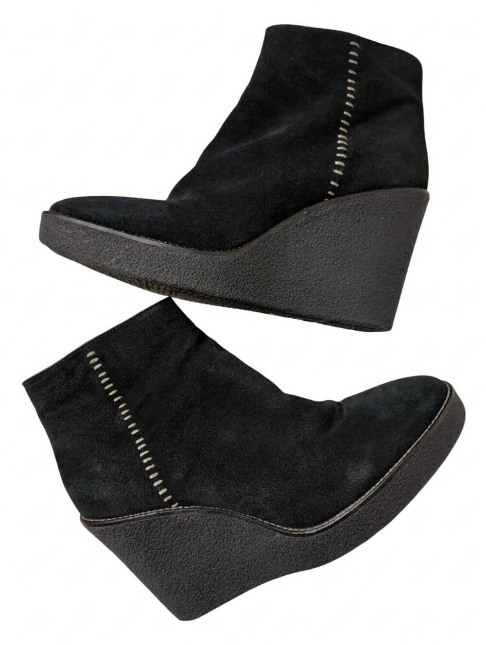 AQUATALIA Vina Weatherproof Black Suede Wedge Ankle Boots Size 10 NWOB Italy